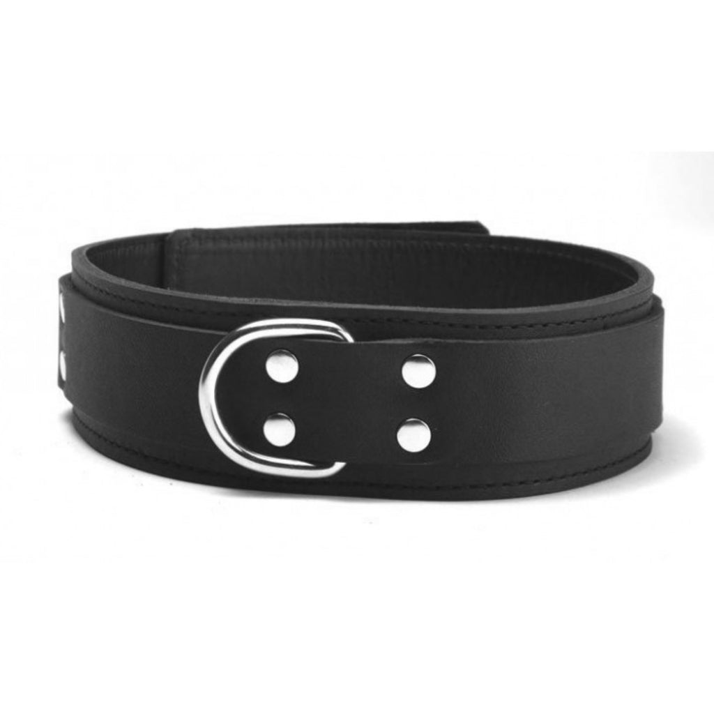 Genuine Lightweight Black Leather Collar, 1.5 Inch | BDSM Collar Store
